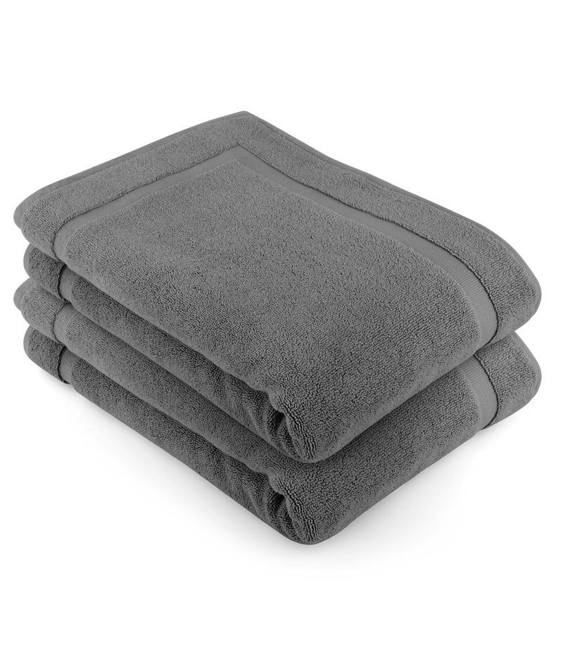 COTTON CRAFT Bath Mats - 2 Pack 100% Cotton 21x30 Inches - Ultra Absorbent - Plush 900 GSM - Banded Border Luxury Towel Rug - Step Out Tub Shower Floor Mat -Not a Bathroom Rug - Charcoal Grey - Image 4